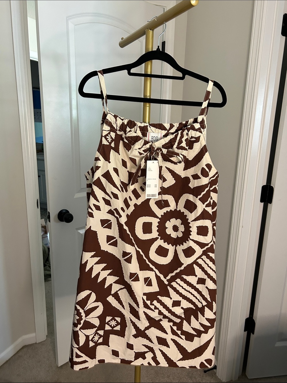 BDG Brown and Cream Printed Mini Dress